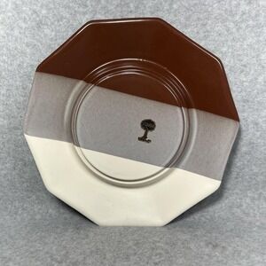 Vintage Sequoia Ware Octagon Plate Brown Beige USA Retro Pottery Modernist 10.5"